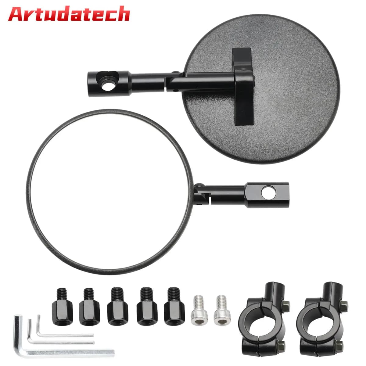 Artudatech Round 7/8" Handlebar End Mirror M8 M10 Rearview Mirrors Universal For Superbike