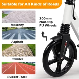 Kick Scooter for Teens & Adults, 200mm Big Wheels for Adults with Disc Brakes, Adult Scooter with Carry Strap