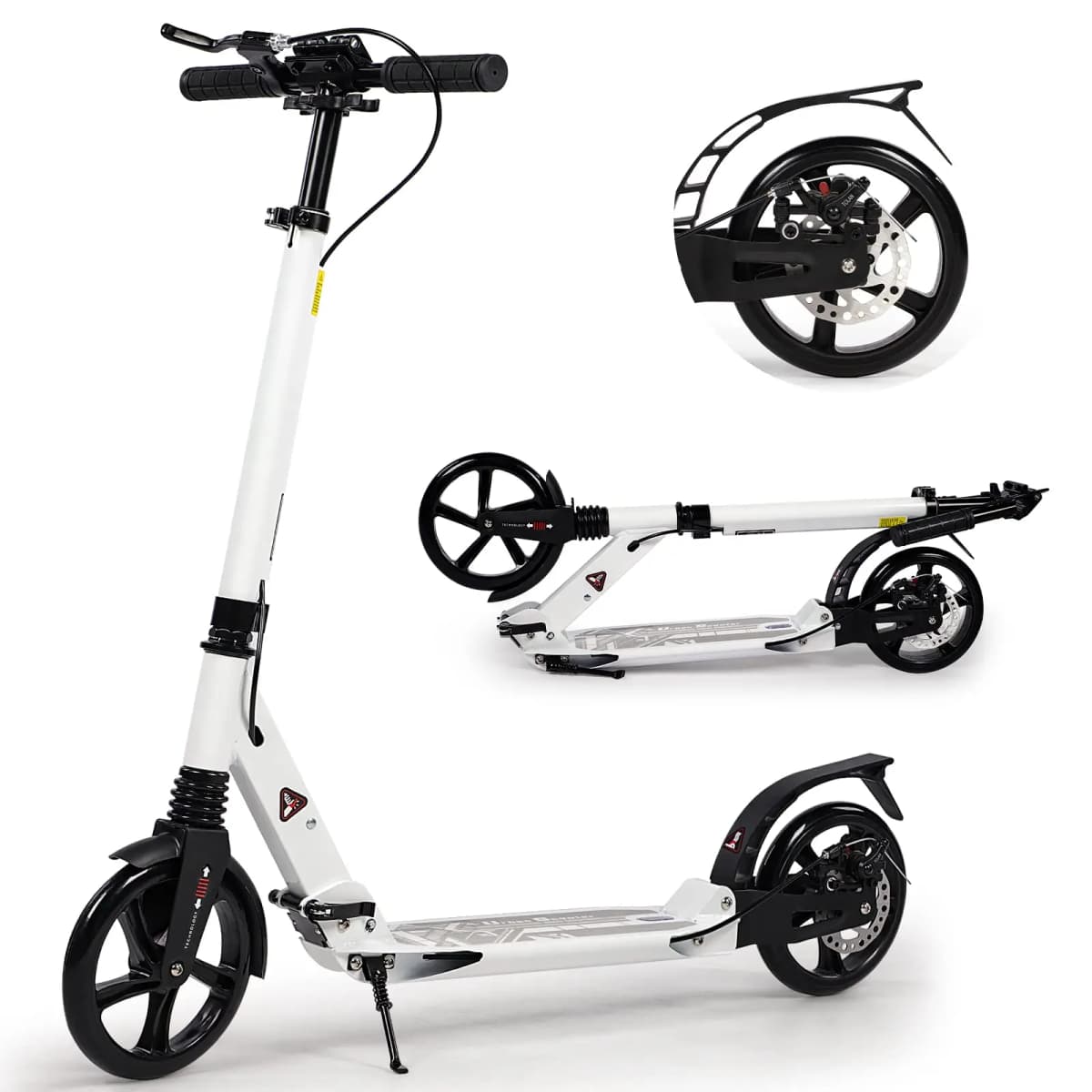 Kick Scooter for Teens & Adults, 200mm Big Wheels for Adults with Disc Brakes, Adult Scooter with Carry Strap