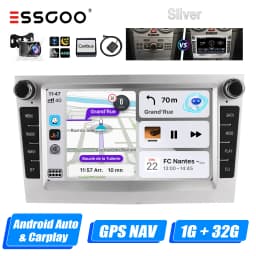 ESSGOO Android 14 4+64G CarPlay Car Stereo Radio For Opel/Vauxhall Astra G H Corsa C D Vectra Android Auto GPS NAV DAB+ Silver