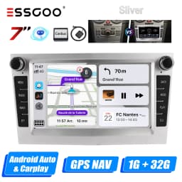 ESSGOO Android 14 4+64G CarPlay Car Stereo Radio For Opel/Vauxhall Astra G H Corsa C D Vectra Android Auto GPS NAV DAB+ Silver