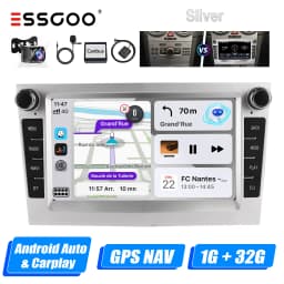 ESSGOO Android 14 4+64G CarPlay Car Stereo Radio For Opel/Vauxhall Astra G H Corsa C D Vectra Android Auto GPS NAV DAB+ Silver