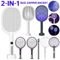 Electric Fly Swatter Rechargeable Mosquito Killer Lamp Bug Zapper Racket Anti Mosquito Swatter Fly Trap Lamp for Indoor Outdoor