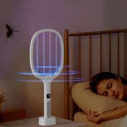 Electric Fly Swatter Rechargeable Mosquito Killer Lamp Bug Zapper Racket Anti Mosquito Swatter Fly Trap Lamp for Indoor Outdoor