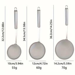 1pc Stainless Steel Mesh Skimmer Spoon - Effortlessly Remove Grease & Foam - Durable Fine Mesh Strainer with Long Handle - Perfe