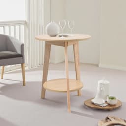 【Breeins】2-Tier Round Wooden Coffee Side Table