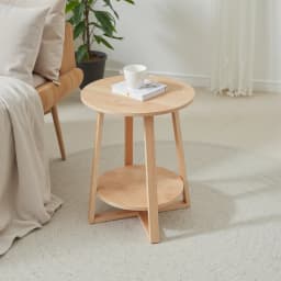【Breeins】2-Tier Round Wooden Coffee Side Table