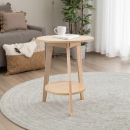 【Breeins】2-Tier Round Wooden Coffee Side Table