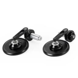 Artudatech Aluminum Handlebar End Mirror 7/8"-1" Black Short Arm BAR End 3" Round Mirrors