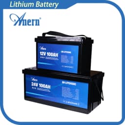 Anern 12V 24V 100Ah Lithium Battery Overload and Short Circuit Protection IP65 Max Discharge Current 800A Battery for Home RV