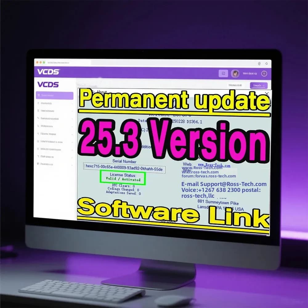 UPDATE SOFTWARE VCDS 2025 VAG COM OBD2 Scanner VAG HEX V2 USB Interface For  Unlimited VINs Multilingual TOO
