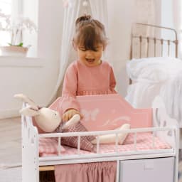 ROBUD Baby Doll Bed Doll Bed with Storage and Bedding Sturdy Baby Doll Cribs Nice Gift of Doll Beds for 18 Inch Dolls to Kids