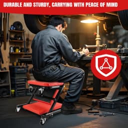2 in 1 Creeper Seat,Lay Down or Sit Stable,Folding Mechanics Car Creeper with 6 Rotatable Rolling Wheels for Under Car Repair