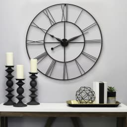 Large Wall Clock Rustic Roman Numeral, Dark Grey 60/80 CM