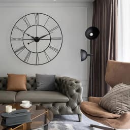 Large Wall Clock Rustic Roman Numeral, Dark Grey 60/80 CM