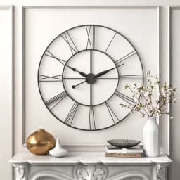 Large Wall Clock Rustic Roman Numeral, Dark Grey 60/80 CM