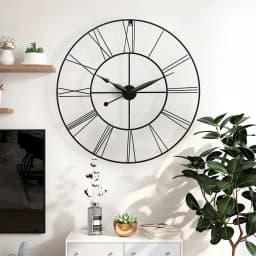 Large Wall Clock Rustic Roman Numeral, Dark Grey 60/80 CM