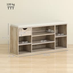 HOMCOM Shoe Storage Cabinet Bench w/ Cushion Adjustable Shelves Grey