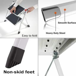 2 Step Ladder Folding Step Stool for Kitchen Caravan Home and Office,Compact Portable Steel Stepladder,Anti-Slip Feet,Multi-Use