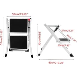 2 Step Ladder Folding Step Stool for Kitchen Caravan Home and Office,Compact Portable Steel Stepladder,Anti-Slip Feet,Multi-Use