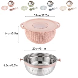Easy To Wash And Detachable Conveniently Designed Stainless Steel Colander Non-toxic Basket Colander pink