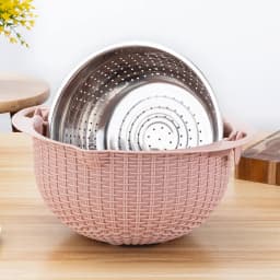 Easy To Wash And Detachable Conveniently Designed Stainless Steel Colander Non-toxic Basket Colander pink