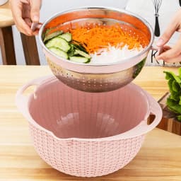 Easy To Wash And Detachable Conveniently Designed Stainless Steel Colander Non-toxic Basket Colander pink