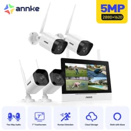 Annke 3MP 5MP Wireless CCTV System 4CH NVR Outdoor wifi camera 7-inch touch screen Two Way Audio 2/4Pcs Wifi security camera