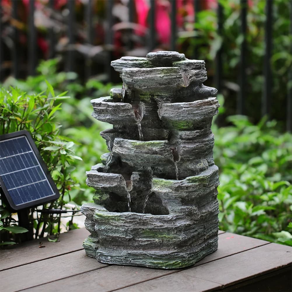 Artificial Rock Garden Fountain with Lights with Pump Garden Patio Decoration Artificial Waterfall Rockery Decoration