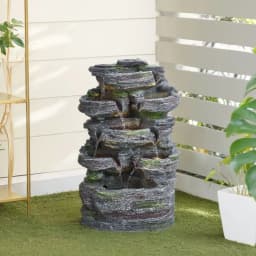 Artificial Rock Garden Fountain with Lights with Pump Garden Patio Decoration Artificial Waterfall Rockery Decoration