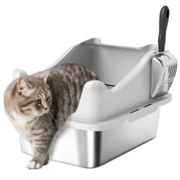 PawHut Stainless Steel Cat Litter Box with High Sides