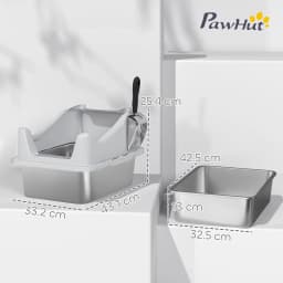 PawHut Stainless Steel Cat Litter Box with High Sides