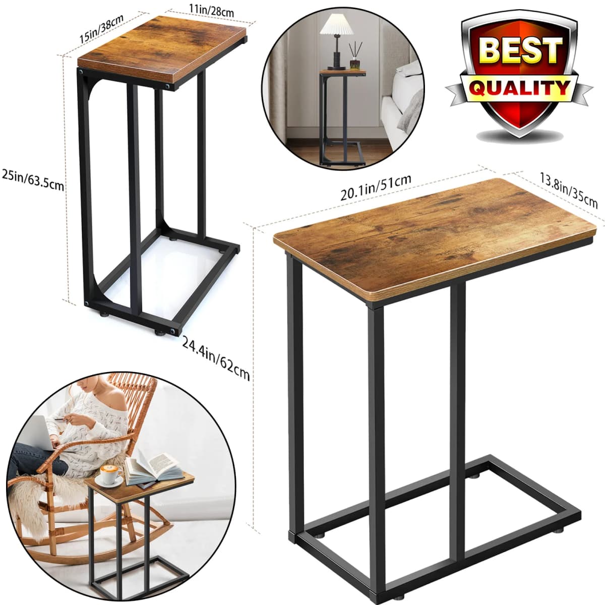 EFAN Mobile Coffee Sofa Table Fits Camping Leisure Ultra Lightweight Portable Picnic Garden Tea Table, Narrow End Table for Home
