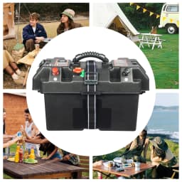 Multi-function Battery Box Dual USB Ports Independent Switch Design for Small-boat Transom Applications PP Black