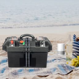 Multi-function Battery Box Dual USB Ports Independent Switch Design for Small-boat Transom Applications PP Black