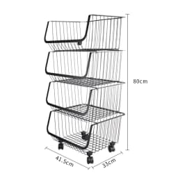 Voltsify Stackable Rolling Metal Wire Basket Trolley Rack Fruit Vegetable Storage Holder for Kitchen
