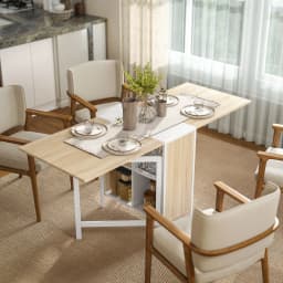 HOMCOM Folding Table Computer Desk with Storage Shelves Oak, White Home Office