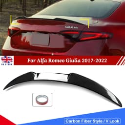 V Style Rear Lip Spoiler Compatible with 2017-2021 Alfa Romeo Giulia Quadrifoglio Carbon Fiber Look Rear Spoiler Rear Tail Wings