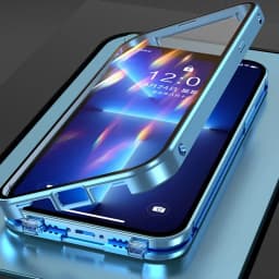 360° Metal Magnetic Double Sided Glass Cover With Lens Protection For IPhone16 14 15 Pro Max For IPhone13 12 11 Double Lock Case