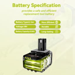 Vanon P108 5Ah 18V One+ Lithium Battery Suitable for P102 P103 P104 P15 P107 P109 P122 Power Tools Replace for Ryobi Battery pin