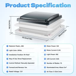 RV Ventilation Fan with LED, Fan Overload Protection Device, Multifunctional Fan Efficient Ventilation Daily Lighting for RV
