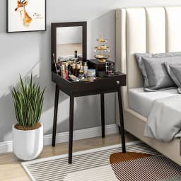 HOMCOM Dressing Table Vanity Desk Flip-up Mirror 2 Drawers, Black