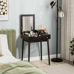 HOMCOM Dressing Table Vanity Desk Flip-up Mirror 2 Drawers, Black