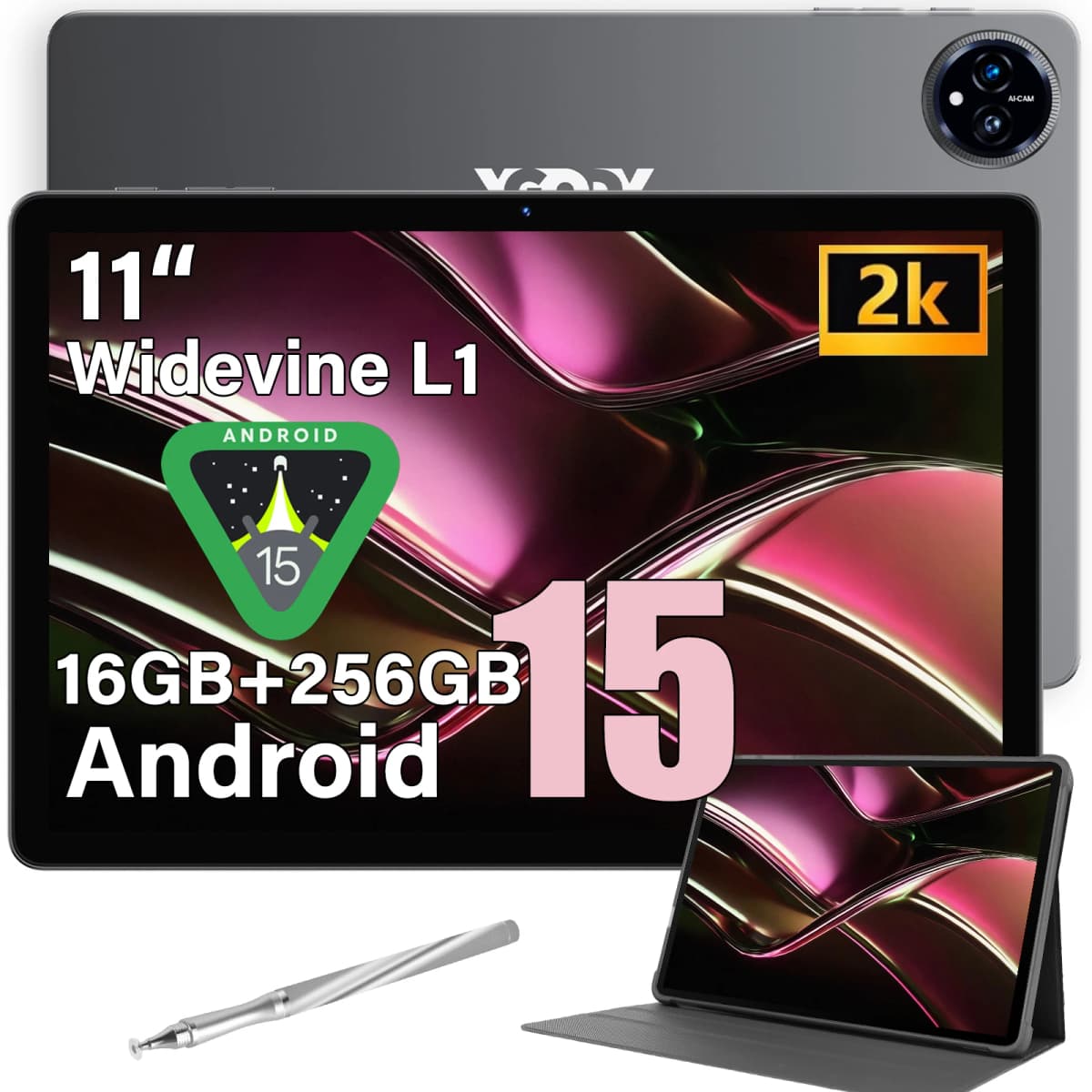 Tablet 2025 XGODY Q17 Android 15 8-Core A537 16GB RAM 256GB ROM 11 inch 1280 × 800 iPS Bluetooth 5.0 8000mAh Typ-C 13 MP + 8 MP