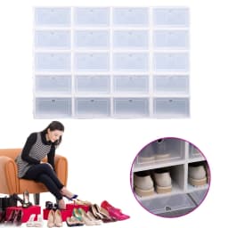 20x Foldable Shoe Boxes With Shoe Box Covers Odor Elimination Technology Stackable Shoe Rack For Sneakers, Heels, Flats