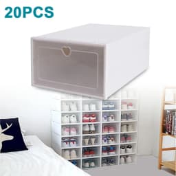 20x Foldable Shoe Boxes With Shoe Box Covers Odor Elimination Technology Stackable Shoe Rack For Sneakers, Heels, Flats