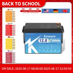KEPWORTH 12V 300Ah LiFePO4 Battery Deep Cycle for RV Boat Solar Trolling Motor, UK Stock Fast Shipping