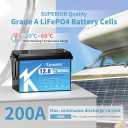 KEPWORTH 12V 300Ah LiFePO4 Battery Deep Cycle for RV Boat Solar Trolling Motor, UK Stock Fast Shipping