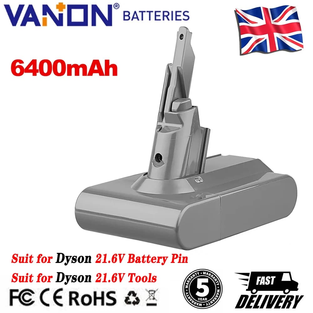 VANON 6.4Ah V7 Battery Replace for Dyson 21.6V Battery Pin Compatible with Animal,Trigger,Absolute,Handheld Vacuum Cleaners   ﻿