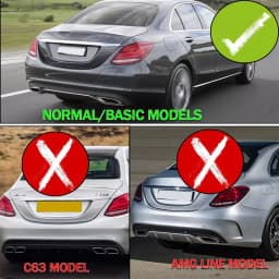 Magickit Rear Lip for Mercedes Benz W205 Base Sedan 2015 2016 2017 2018 Bumper Diffuser with Exhaust Tailpipe Tips C300 C180